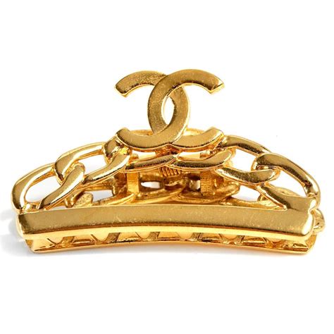 chanel cc hair clip|CHANEL Metal Crystal CC Crown Logo Hair Clip Gold.